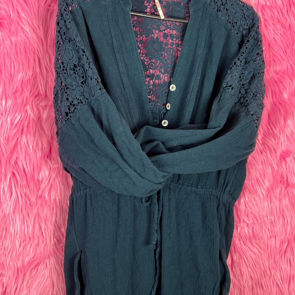 Navy   Excellent Free people Gorgeous the lace work is stunning ,med